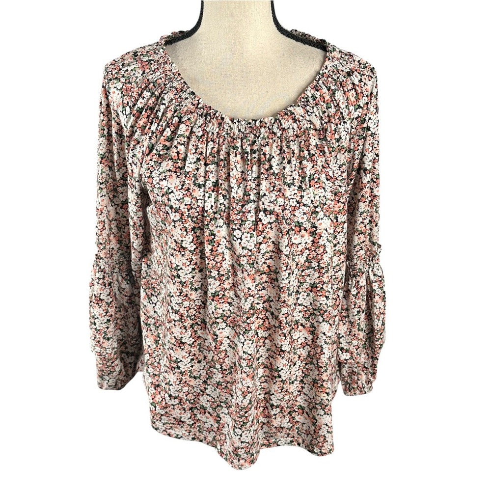 Ralph Lauren 100% Cotton Cottage Core Top W Gathered Neck & Sleeves Size M